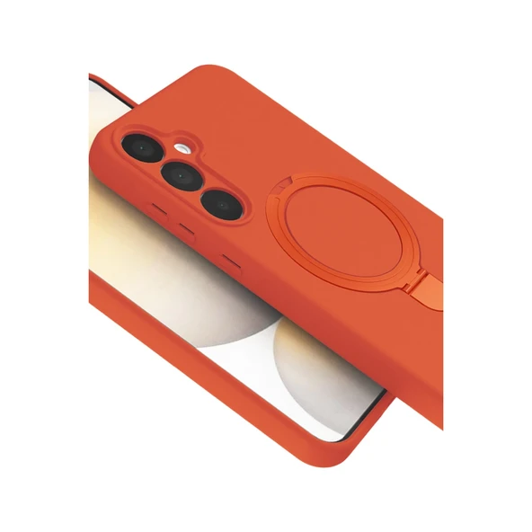 Samsung Galaxy A55 5g Regal Magsafe Standlı Kapak - Turuncu - Resim 5