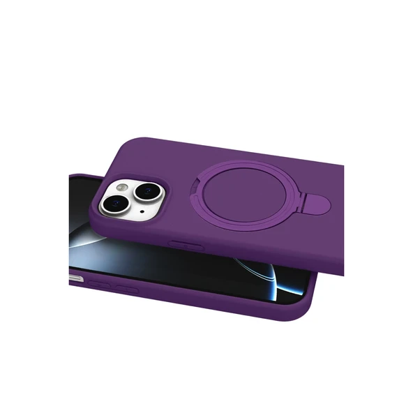 Apple İphone 14 Regal Magsafe Standlı Kapak - Derin Mor - Resim 2