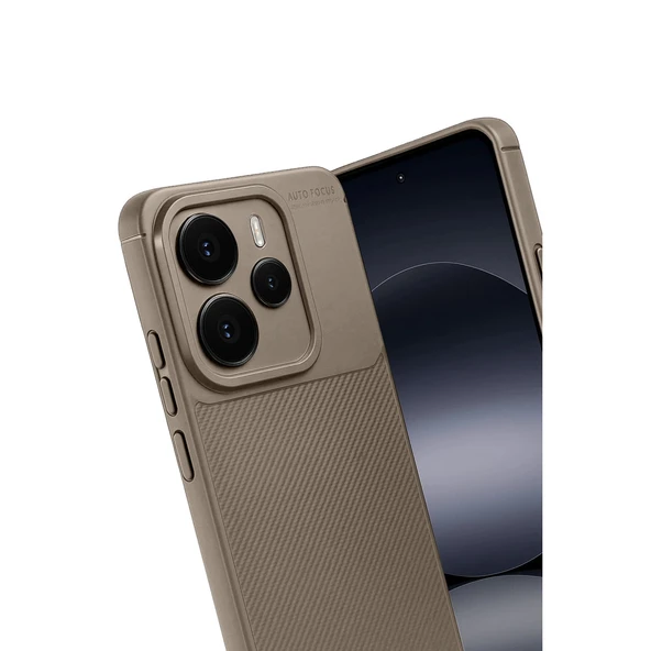 Xiaomi Note 14 5g Auto Focus Karbon Kapak - Kahverengi - Resim 2