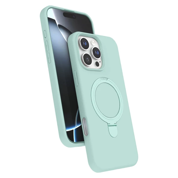 Apple İphone 16 Pro Regal Magsafe Standlı Kapak - Su Yeşili ürün görseli 1