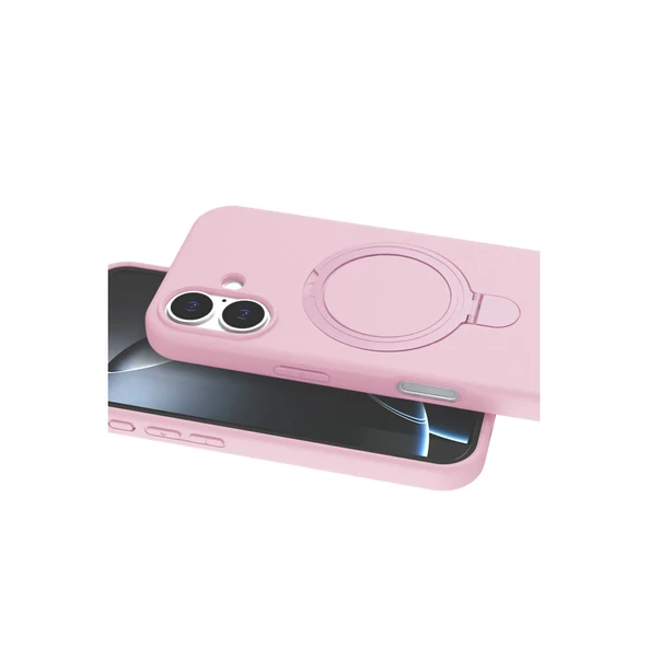 Apple İphone 16 Regal Magsafe Standlı Kapak - Açık Pembe - Resim 2