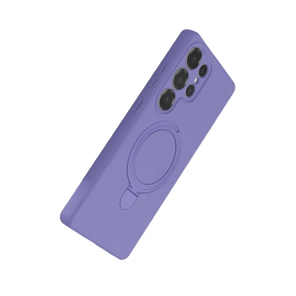 Samsung Galaxy S25 Ultra Regal Magsafe Standlı Kapak - Lila - Resim 3