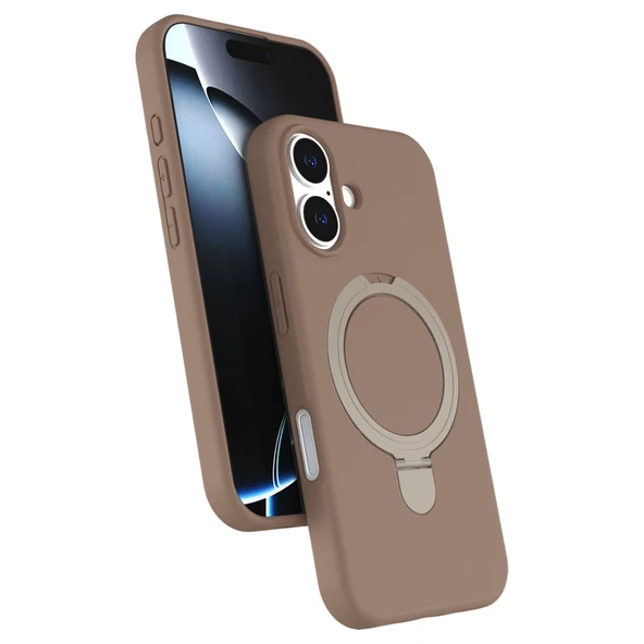 Apple İphone 16 Plus Regal Magsafe Standlı Kapak - Çöl Titanyum ürün görseli 1