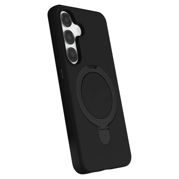 Samsung Galaxy S25 Regal Magsafe Standlı Kapak - Siyah - Resim 2