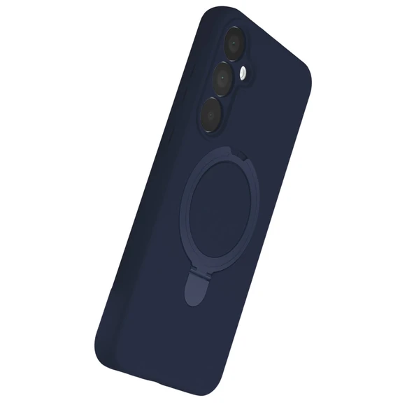 Samsung Galaxy A25 5g Regal Magsafe Standlı Kapak - Lacivert - Resim 3
