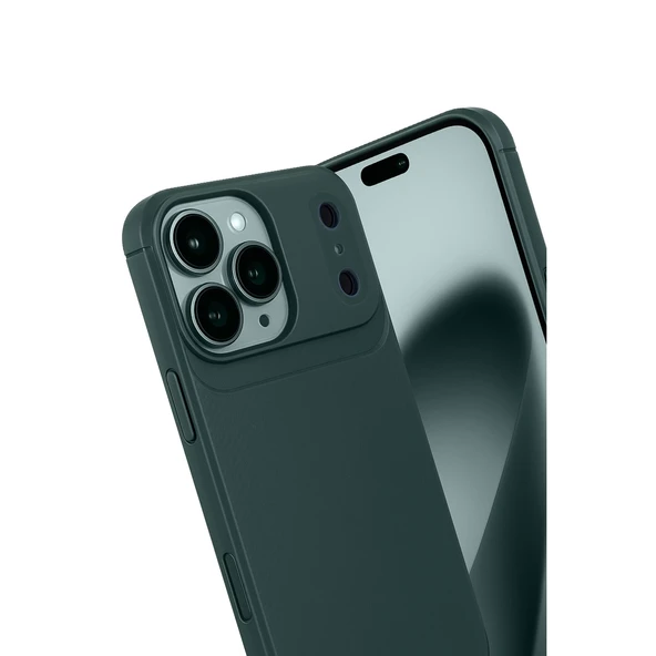 Apple İphone 17 Pro Auto Focus Karbon Kapak - Koyu Yeşil - Resim 3