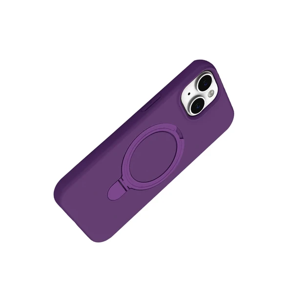 Apple İphone 14 Regal Magsafe Standlı Kapak - Derin Mor - Resim 4