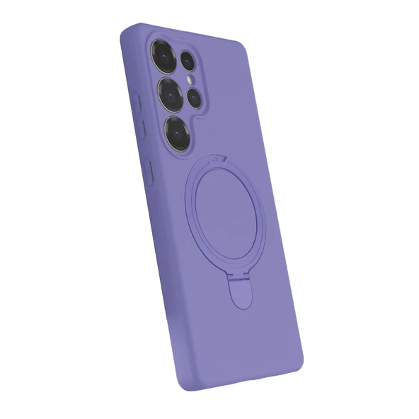 Samsung Galaxy S25 Ultra Regal Magsafe Standlı Kapak - Lila - Resim 2