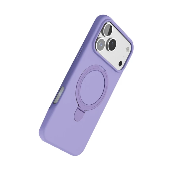 Apple İphone 17 Pro Regal Magsafe Standlı Kapak - Lila - Resim 4