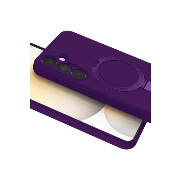 Samsung Galaxy A25 5g Regal Magsafe Standlı Kapak - Derin Mor - Resim 4