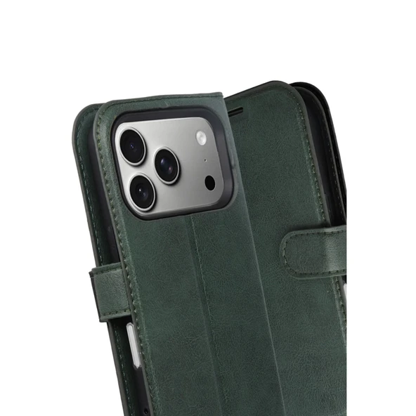 Apple İphone 17 Pro Trend S Plus Kapaklı Kılıf - Yeşil - Resim 3