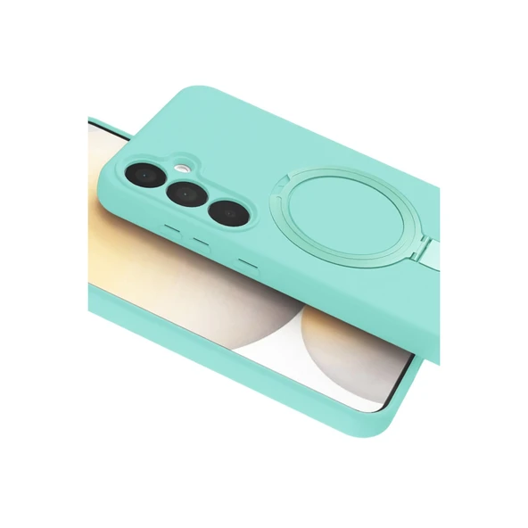 Samsung Galaxy A25 5g Regal Magsafe Standlı Kapak - Su Yeşili - Resim 4