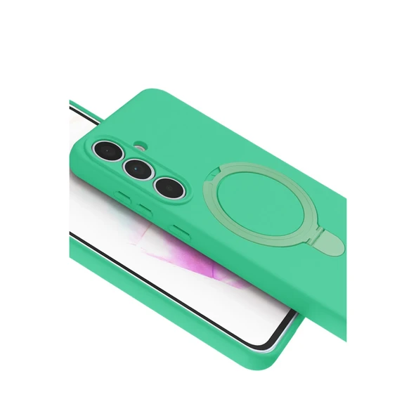 Samsung Galaxy S24 Fe Regal Magsafe Standlı Kapak - Yeşil - Resim 4