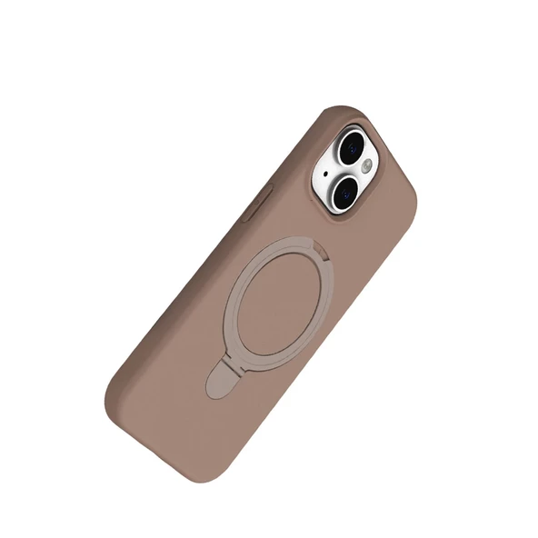 Apple İphone 15 Plus Regal Magsafe Standlı Kapak - Çöl Titanyum - Resim 3