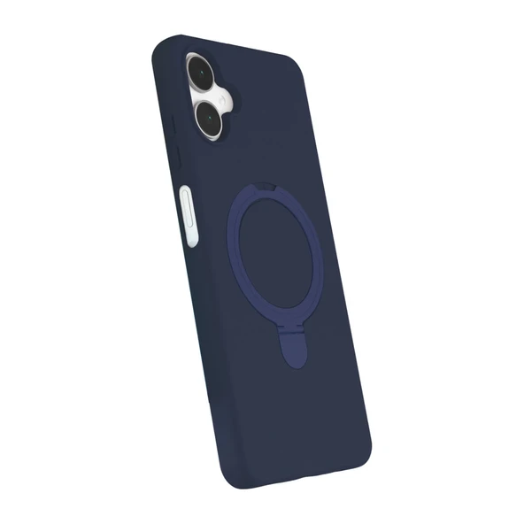 Samsung Galaxy A06 Regal Magsafe Standlı Kapak - Lacivert - Resim 2