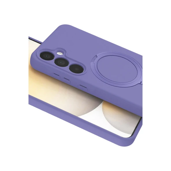 Samsung Galaxy A35 5g Regal Magsafe Standlı Kapak - Lila - Resim 4
