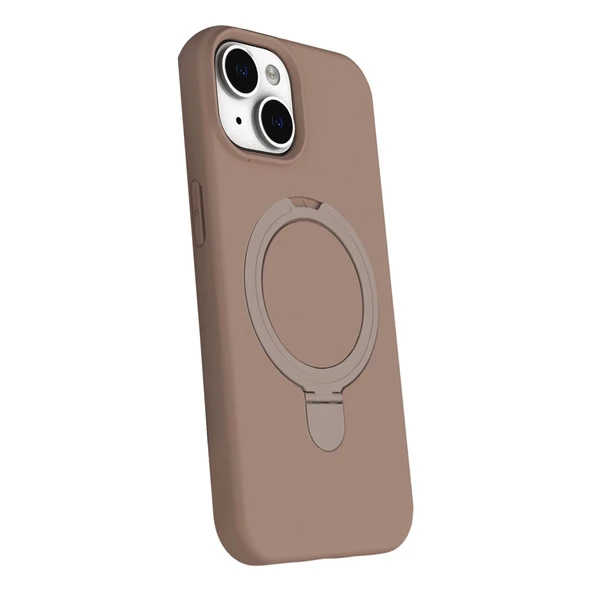 Apple İphone 15 Plus Regal Magsafe Standlı Kapak - Çöl Titanyum - Resim 2