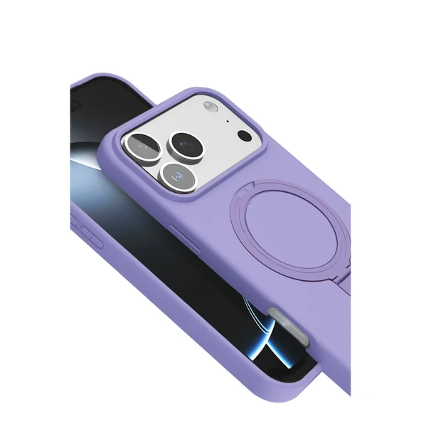 Apple İphone 17 Pro Regal Magsafe Standlı Kapak - Lila - Resim 5