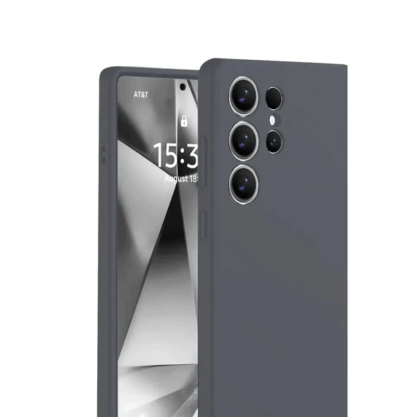 Samsung Galaxy S25 Ultra Kılıf Nano İçi Kadife Silikon - Gri - Resim 3