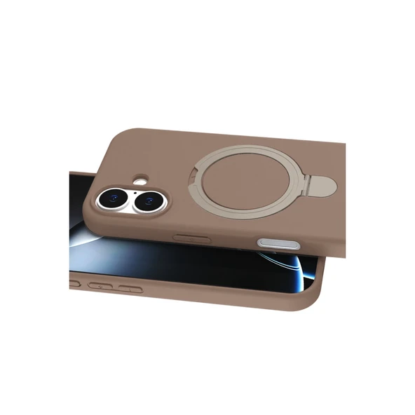 Apple İphone 16 Plus Regal Magsafe Standlı Kapak - Çöl Titanyum - Resim 2