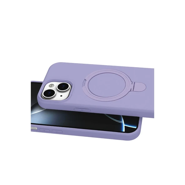 Apple İphone 15 Plus Regal Magsafe Standlı Kapak - Lila - Resim 4