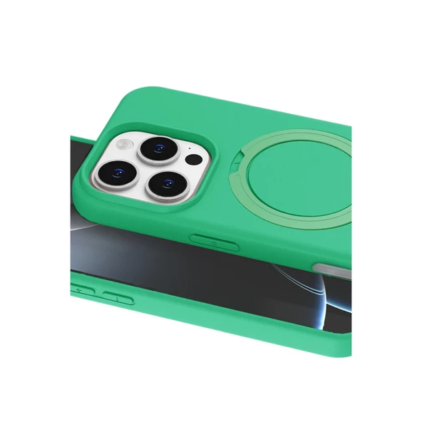 Apple İphone 16 Pro Regal Magsafe Standlı Kapak - Yeşil - Resim 4