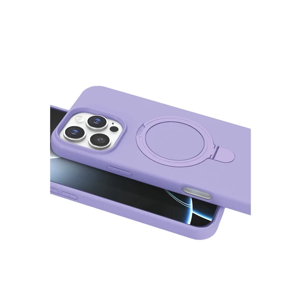 Apple İphone 16 Pro Regal Magsafe Standlı Kapak - Lila - Resim 4