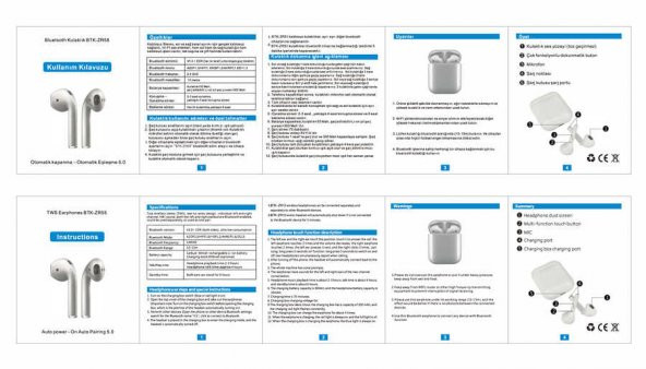 Kablosuz Bluetooth Kulaklık BTK-ZR55 Dokunmatik Otomatik Şarj - 6