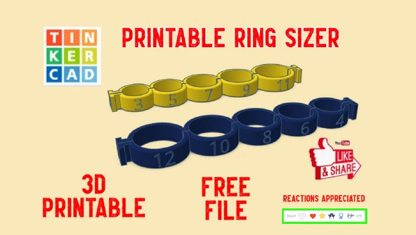 Byr Tinkercad Ring Sizer (Sadece Plastik Aparattır!!!) 3D - Resim 4
