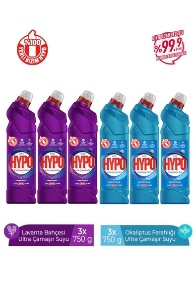 HYPO Ultra Çamaşır Suyu 3 Lavanta ve 3 Okaliptus 750 gr x 6 Adet ürün görseli 1