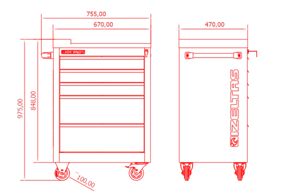 İzeltaş Partner Serisi Takım Dolabı 5 Çekmeceli - Dolu (118 Parça) 8235 00 6121 - Resim 5