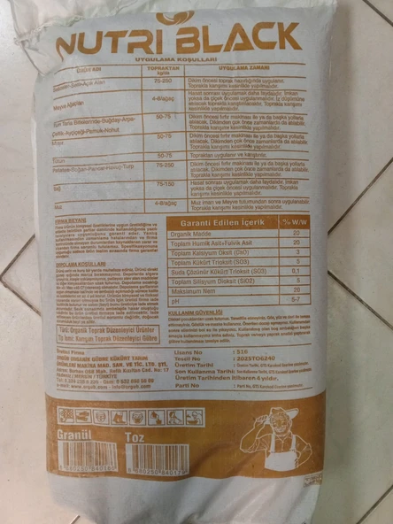 NUTRİ BLACK GRANÜL (25 kg) – Organik Madde İçerikli Karışım Toprak Düzenleyici Gübre - Resim 2