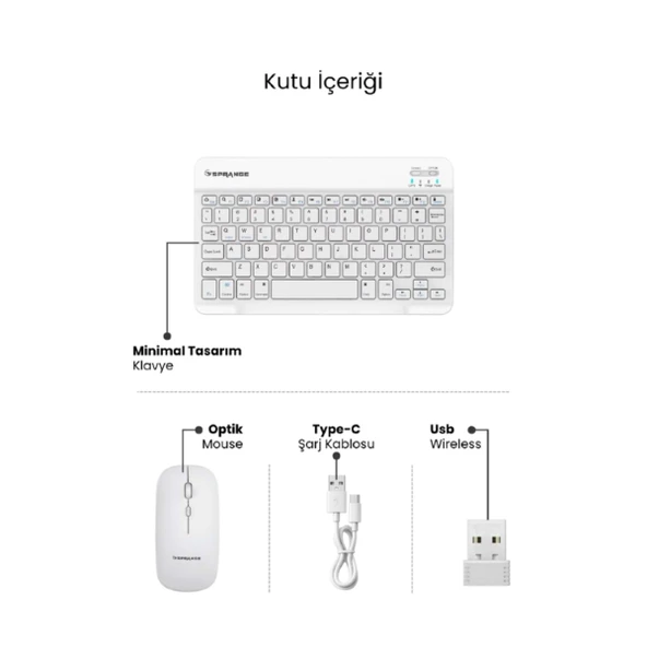 Beyaz Kablosuz Klavye Ve Mouse Seti - Resim 4