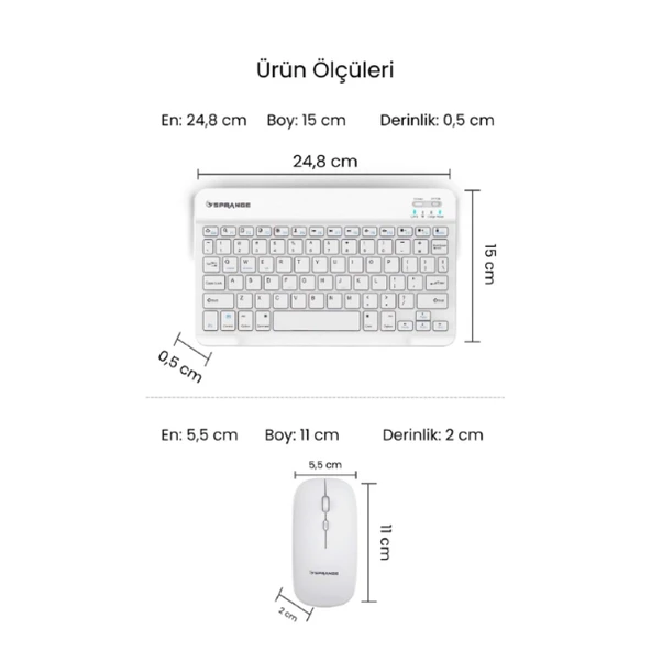 Beyaz Kablosuz Klavye Ve Mouse Seti - Resim 3