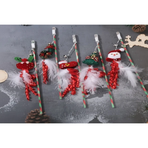 Yılbaşı Temalı Zilli Kedi Oyun Oltası - Resim 4