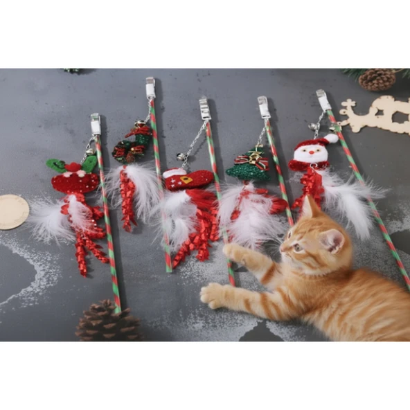 Yılbaşı Temalı Zilli Kedi Oyun Oltası ürün görseli 1