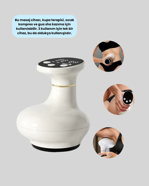 USB Şarjlı 3 Fonksiyonlu Masaj Aleti Kupa Terapisi ve Gua Sha - Resim 5