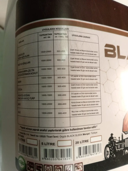 BLACK SLEEK 20 LT – Sıvı Humik Asit (Organik Kaynaklı) - Resim 3