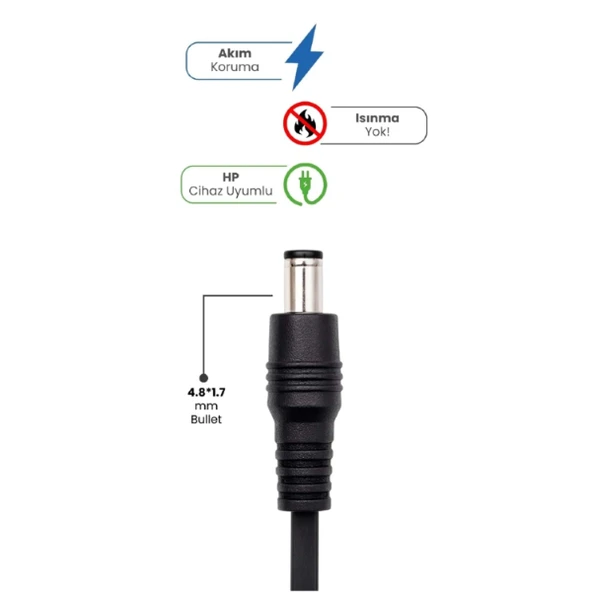 19V 4.74A 4.8 * 1.7mm Bullet 90W HP İçin Laptop Adaptör - Resim 2