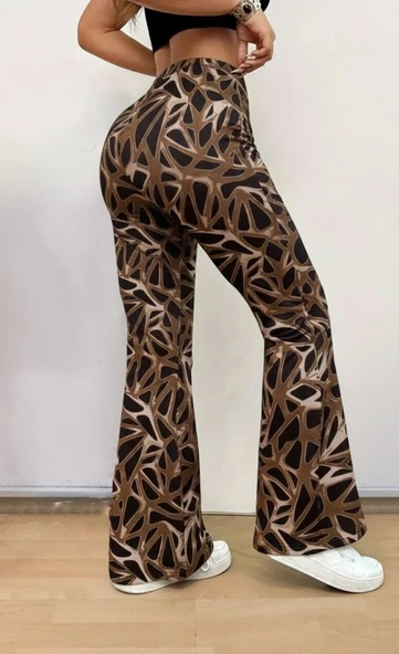 Kadın Yüksek Bel Kamuflaj Desenli Dalgıç Tayt ürün görseli 1