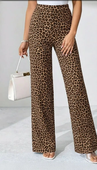 Kadın Yüksek Bel Paçaya Doğru Geniş Dalgıç Pantolon ürün görseli 1