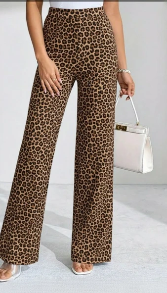 Kadın Yüksek Bel Paçaya Doğru Geniş Dalgıç Pantolon - Resim 3