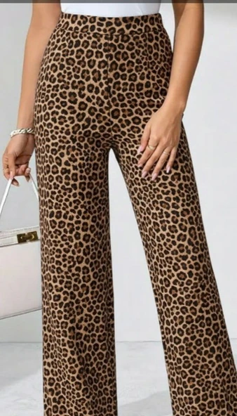 Kadın Yüksek Bel Paçaya Doğru Geniş Dalgıç Pantolon - Resim 2