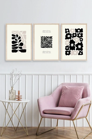 Modern Üçlü Ahşap Çerçeveli Tablo 30 x 40 - Resim 2