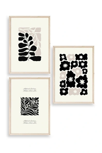 Modern Üçlü Ahşap Çerçeveli Tablo 30 x 40 ürün görseli 1