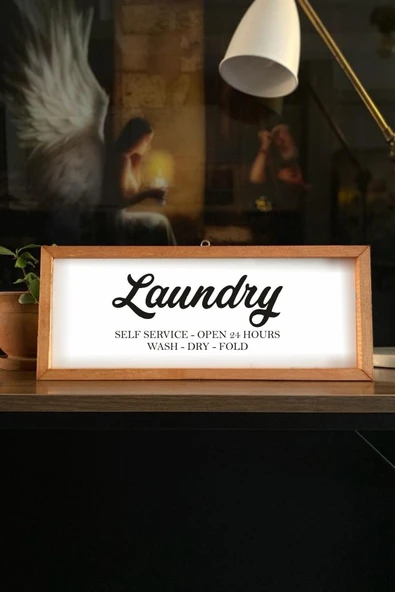 Banyo Beyaz Zemin Laundry-self Service Ahşap Çerçeve ürün görseli 1