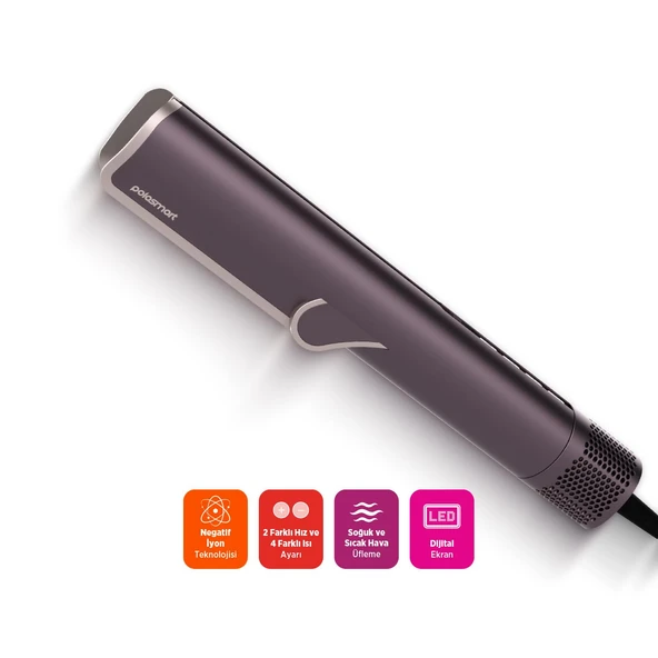 Polosmart PBS813 Dijital Ekranlı Hava Üflemeli 4 Kademeli Saç Düzleştirici Mor - Resim 2
