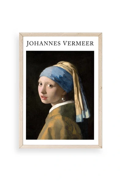 İnci Küpeli Kız Ahşap Çerçeveli Tablo 30 x 42 ürün görseli 1
