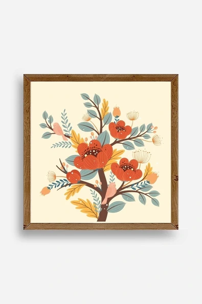 Çiçek Ahşap Çerçeveli Tablo 50 x 50 ürün görseli 1