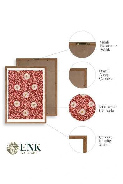 Çiçekler Ahşap Çerçeveli Tablo 30 x 42 - Resim 4